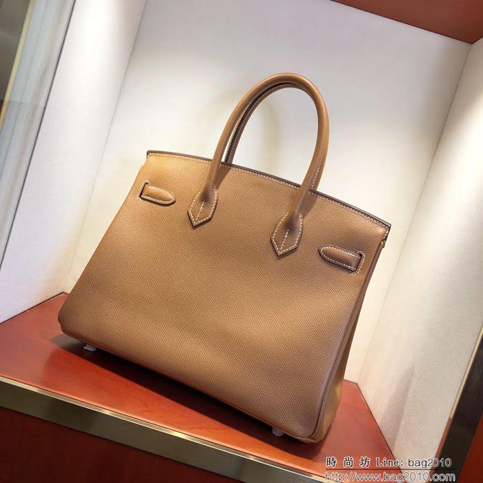 HERMES愛馬仕 鉑金包 Birkin 30cm Epsom 37 Gold 金棕 金扣 頂級工藝 全手工 蠟線 時尚手提包  Ama1219